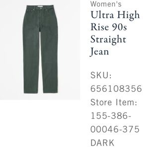 A&F Dark Green Jeans